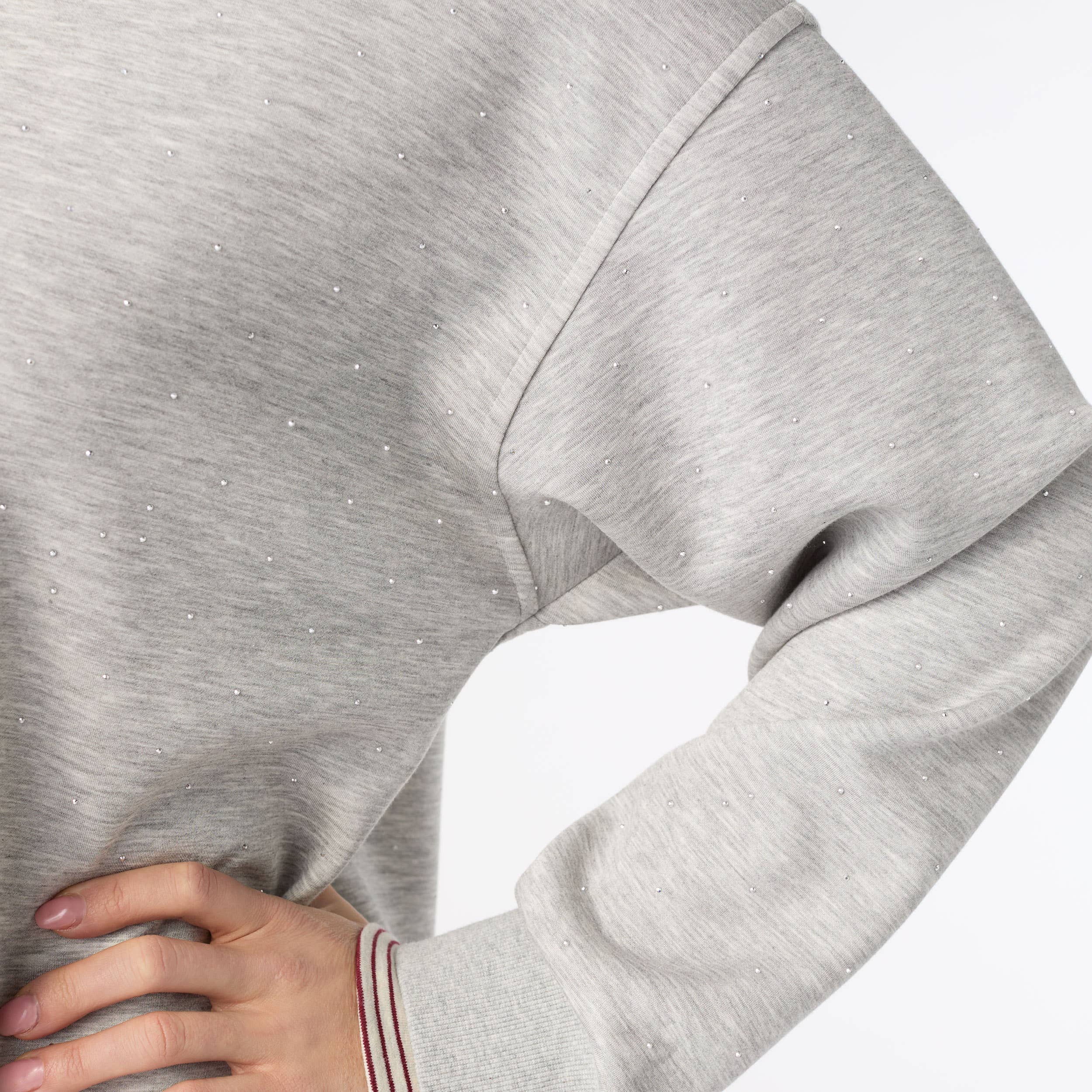 Heather Grey Astoria Sparkle Sweatshirt with Stripe Trim for wholesale on Faire2