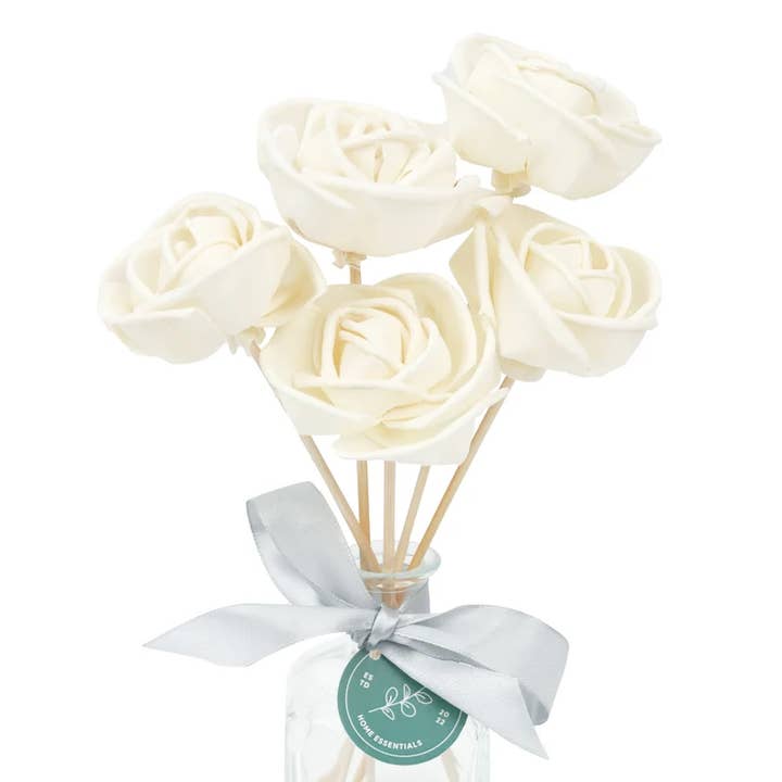 Bloom & Bowery - Wholesale Reed Diffuser - 5 Sola Wood Rose Flowers on Diffuser Reed Stem1