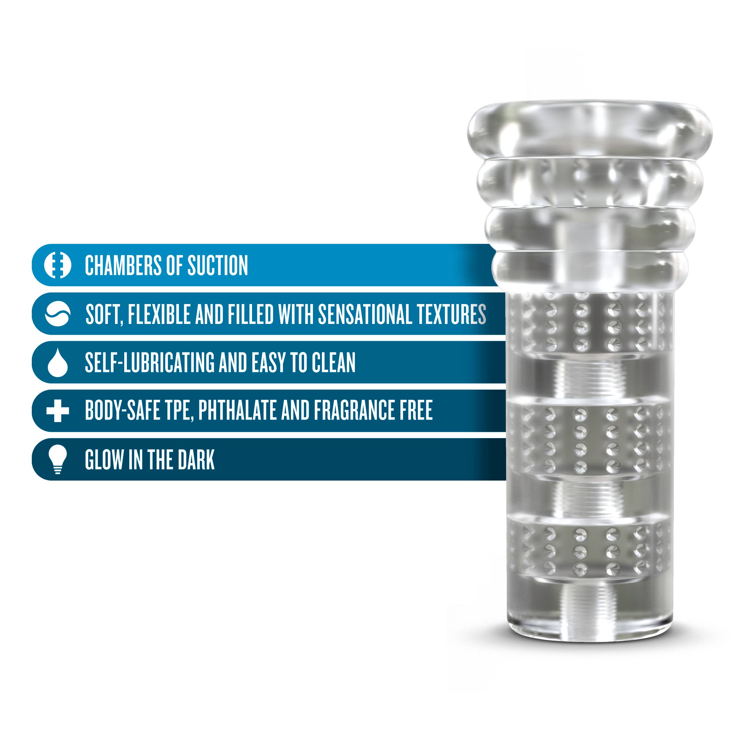 Blush - Wholesale Sex Toy - M For Men All Nighter - Self Lubricating, Glow In The Dark1