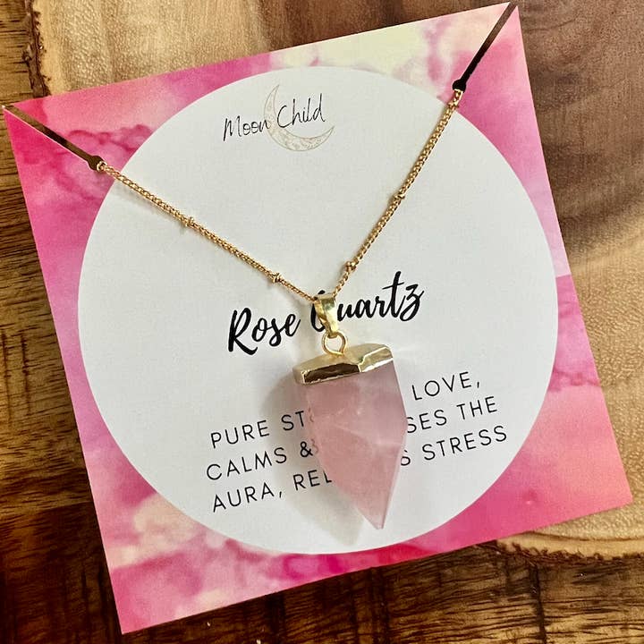 Large Pyramid Rose Quartz Pendant ~ "Love & Tranquility" for wholesale by Moon Child