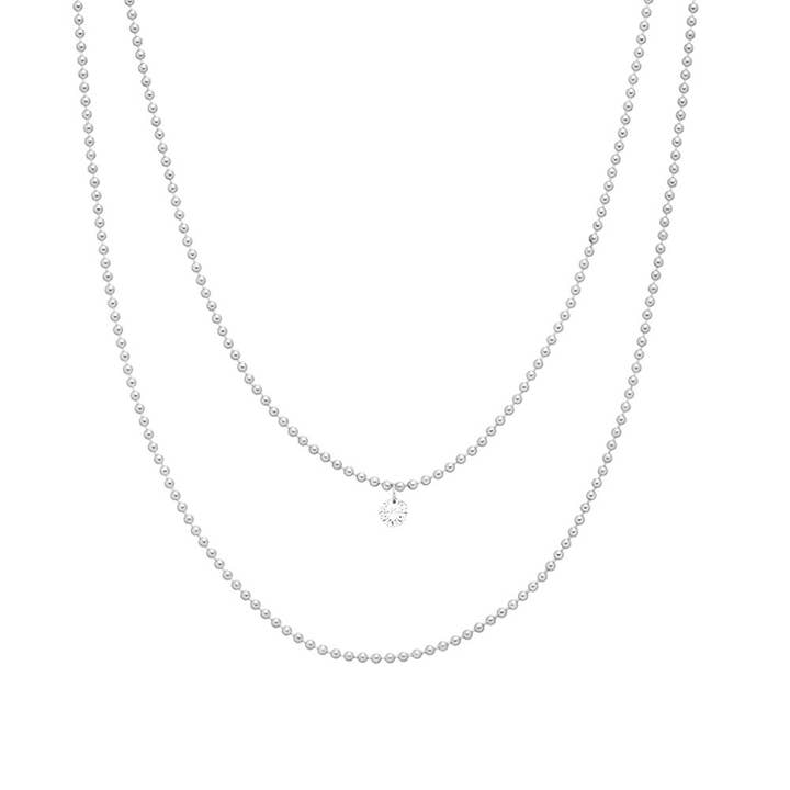 Pure Double Diamond 14K White Gold Necklace for wholesale by Leaf Jewelry