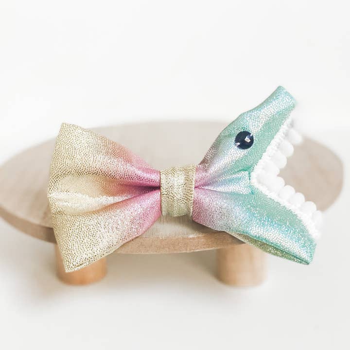 Boujee Sparkle Shark Bait dog bow shark week pet accessory for wholesale by doggish