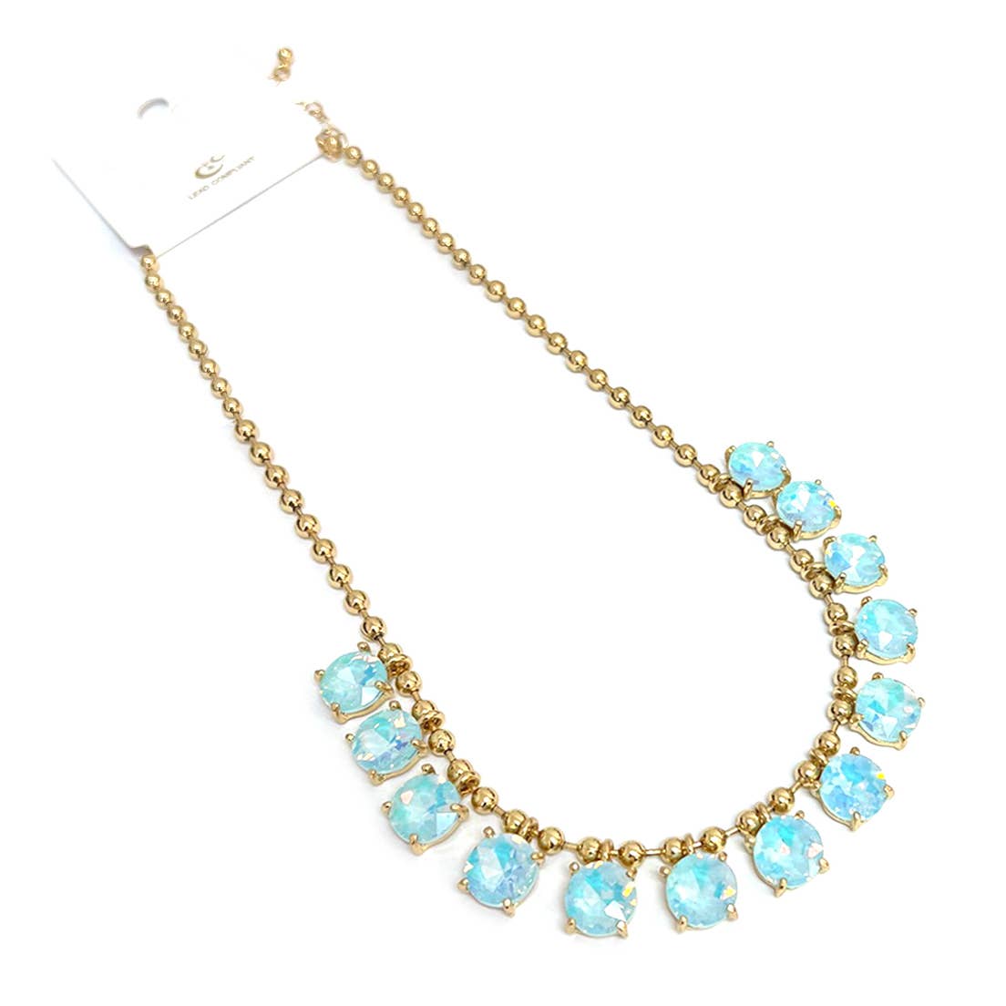 StarryNYC - Wholesale Beaded/Pearl Necklace - Crystal Glass Bead Dangle Station Ball Beaded Chain Necklace17