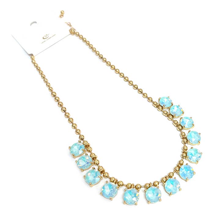 StarryNYC - Wholesale Beaded/pearl necklace - Crystal Glass Bead Dangle Station Ball Beaded Chain Necklace16