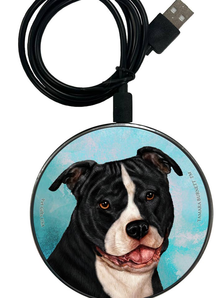 Caricabatterie per Telefono Pit Bull Bianco e Nero Non Tagliato - Zoomies per la vendita all'ingrosso da parte di Pet Gifts USA, LLC