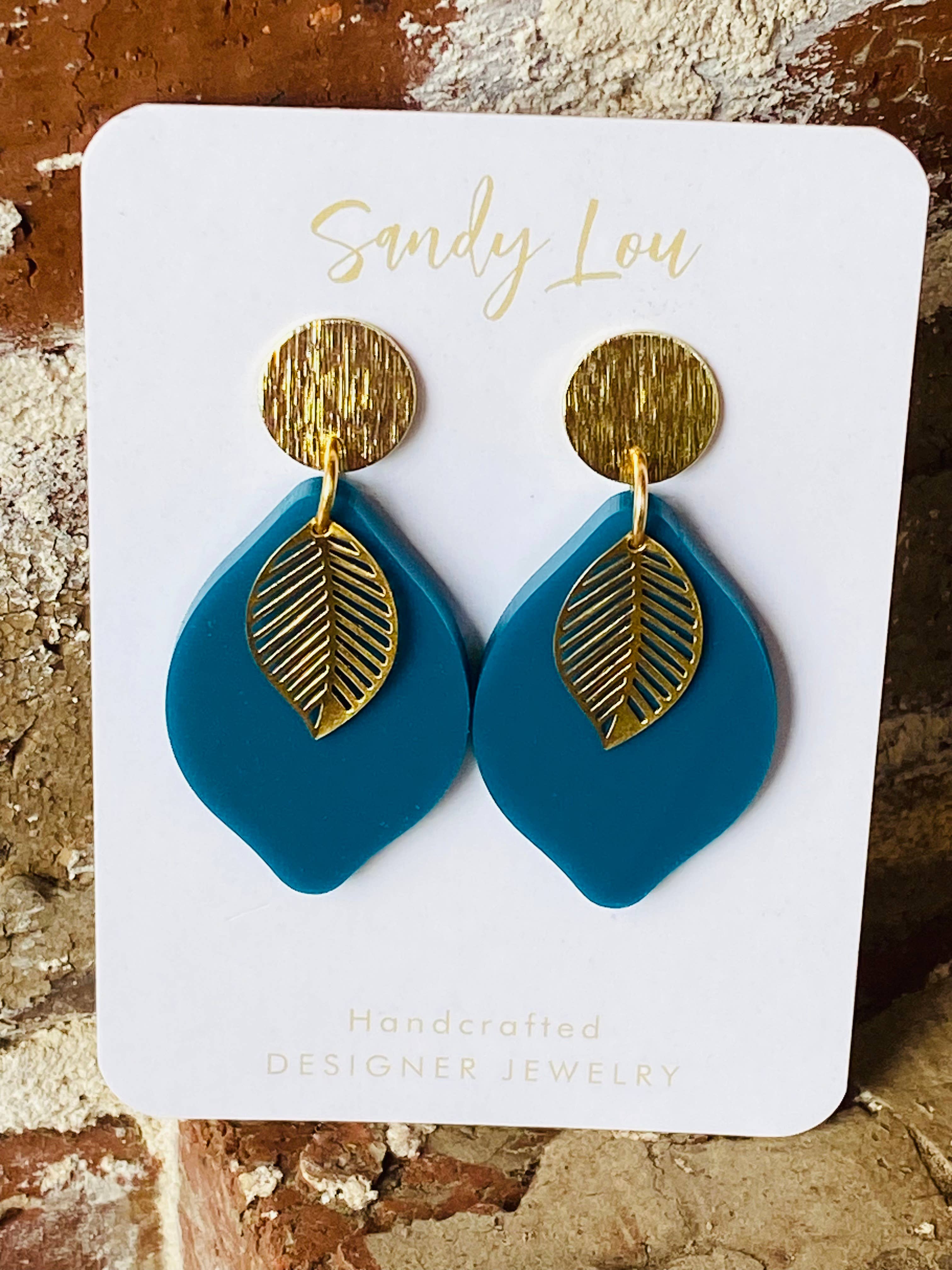 Sandy Lou Designs - Wholesale Dangle Earrings - Teal Forest Leaf Earrings Fall