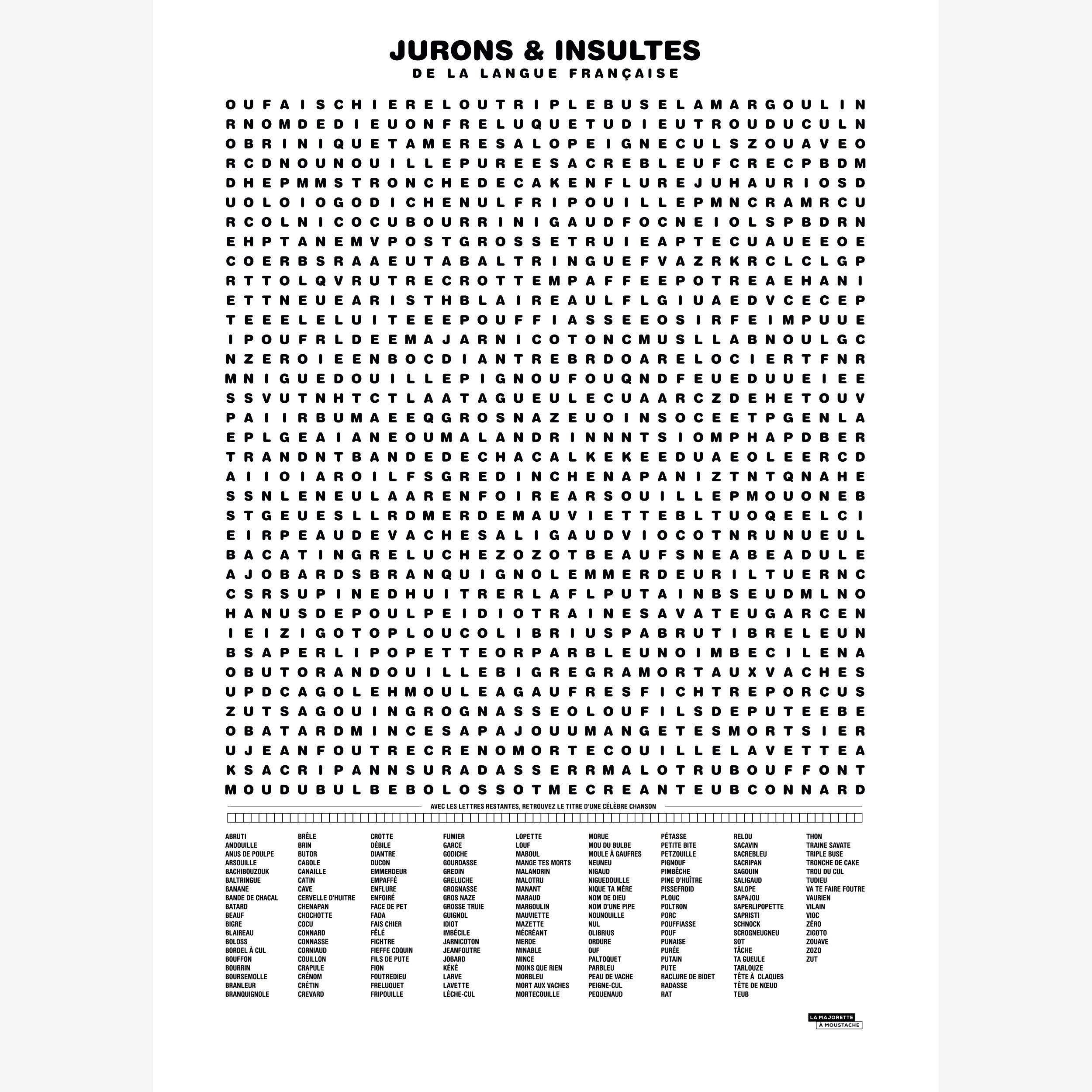 La Majorette à Moustache - Wholesale Poster - Poster Compilation of Swear Words and Insults - 50x70 cm1