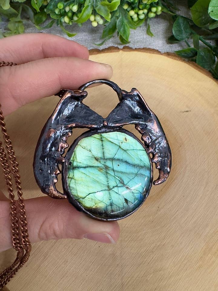 Lilith- Mink Jawbone and Labradorite Necklace for wholesale by Copper Ashes