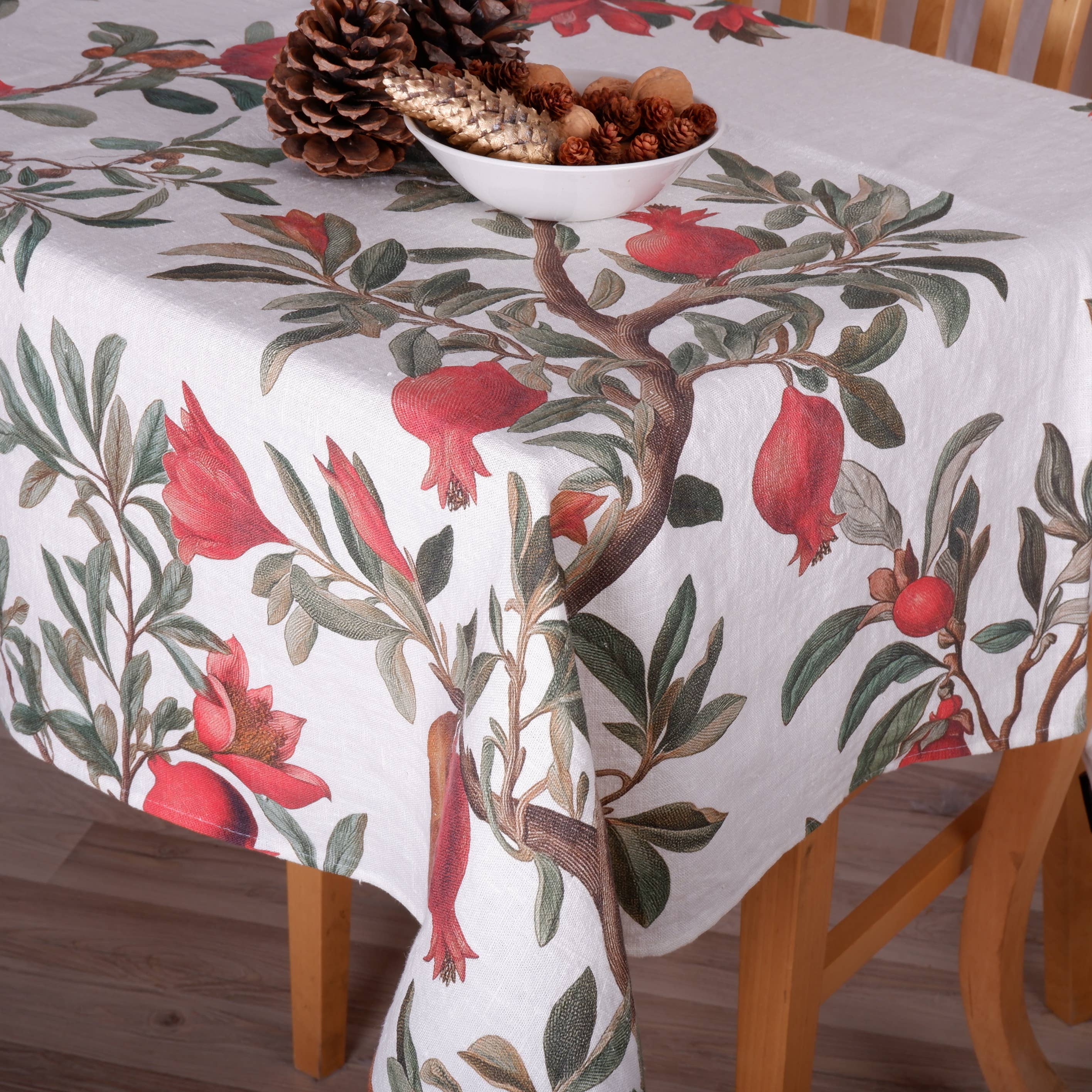 NorraVilla – Großhandel Tischdecken – Tischdecke aus 100 % Leinen Granatapfelbaum - Hergestellt in Europa8