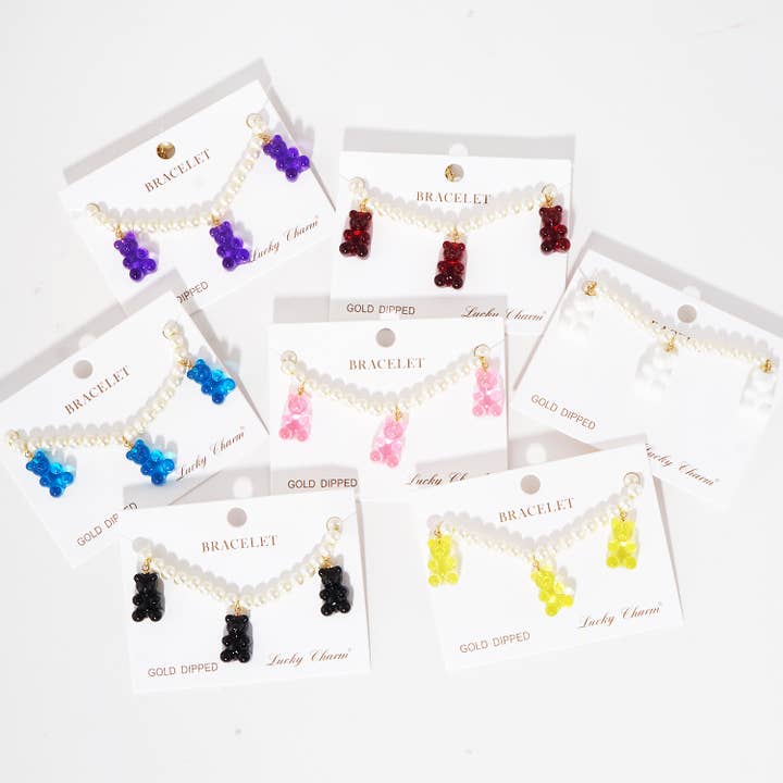 Bracelet en forme d'ours en gélatine multicolore pour la vente par OHBOOBA DESIGN