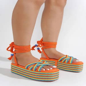 Liliana Strappy Lace Up Gladiator Flat Sandal – Shoe Heaven