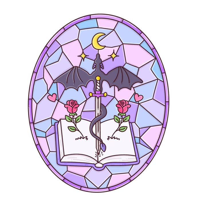 Holographic Dragon Fantasy Sticker – Oval | Bookish for wholesale by Lonely heart studio