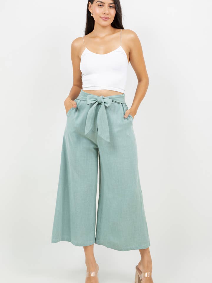 Veracci - Wholesale Pants - Women's - Linen Blend Wide-Leg Capri Pants18