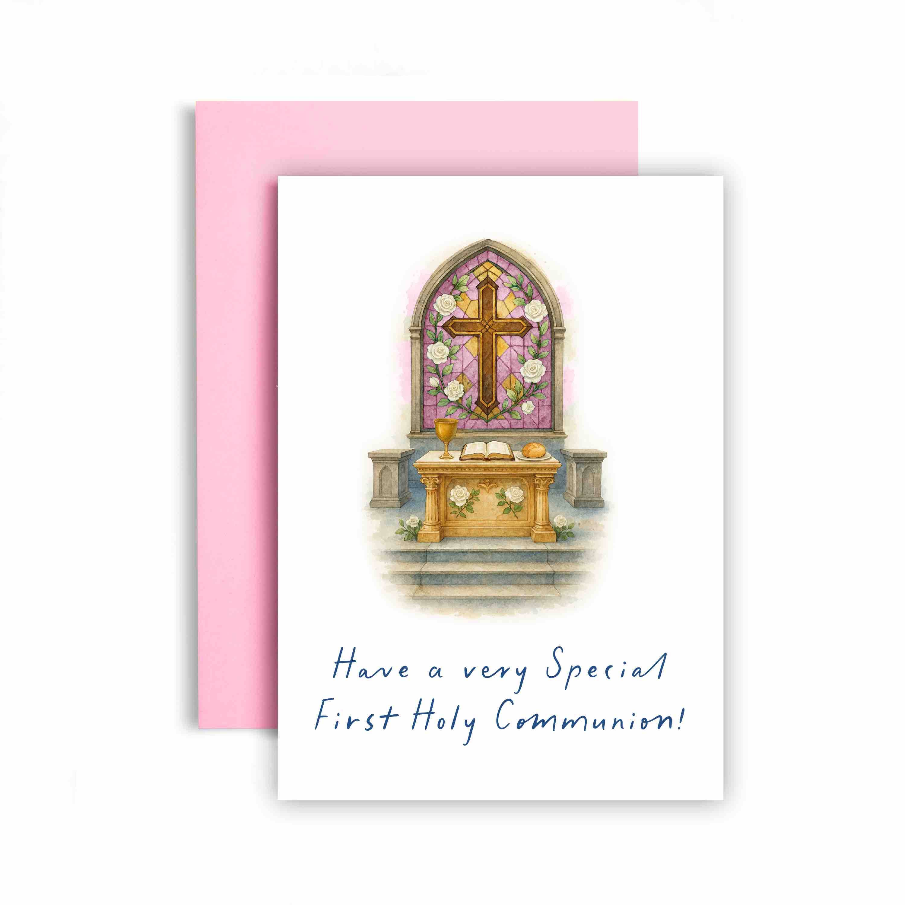 Huxters – wholesale Religious card – On a Special first Holy Communion Gold Chalice Card0