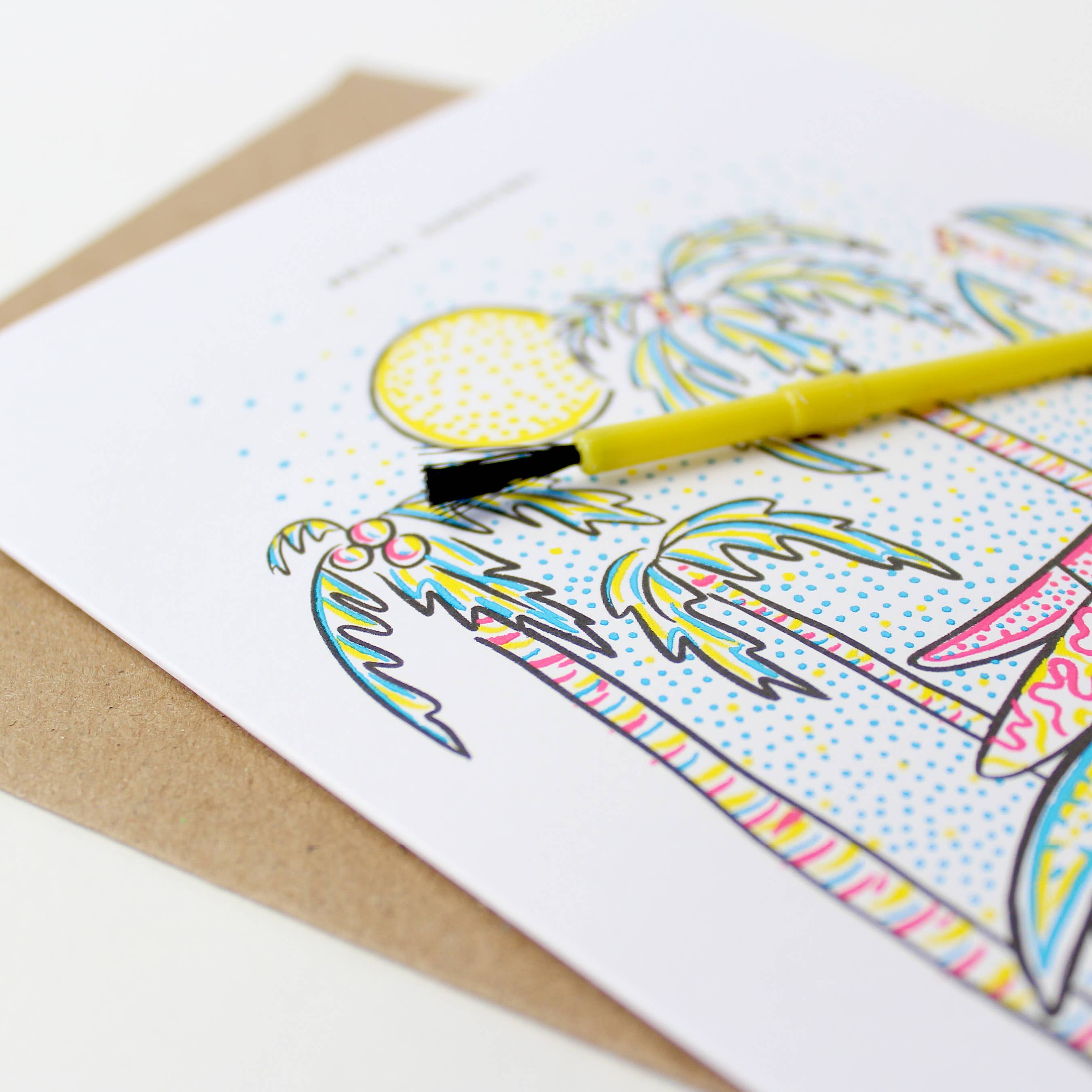 Inklings Paperie - Wholesale Everyday Greeting Card - Paint With Water Card - Surfer Van3