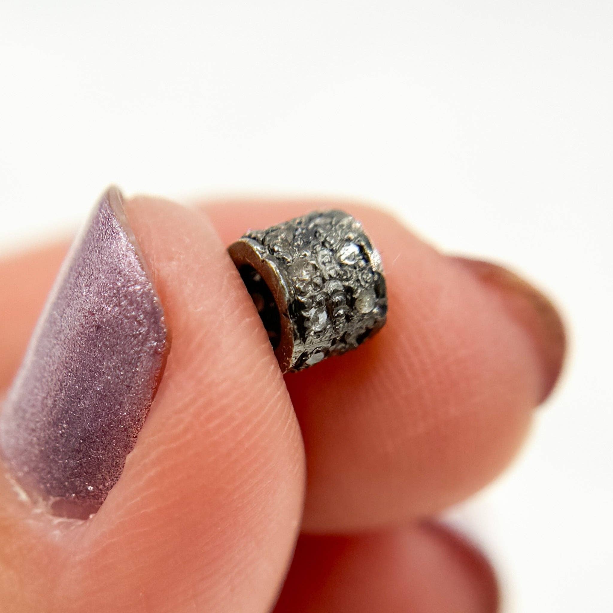 Tresor Jewelry Inc. - Wholesale Beads - DC838. Diamond & Sterling Silver Rondelle Spacer Bead2