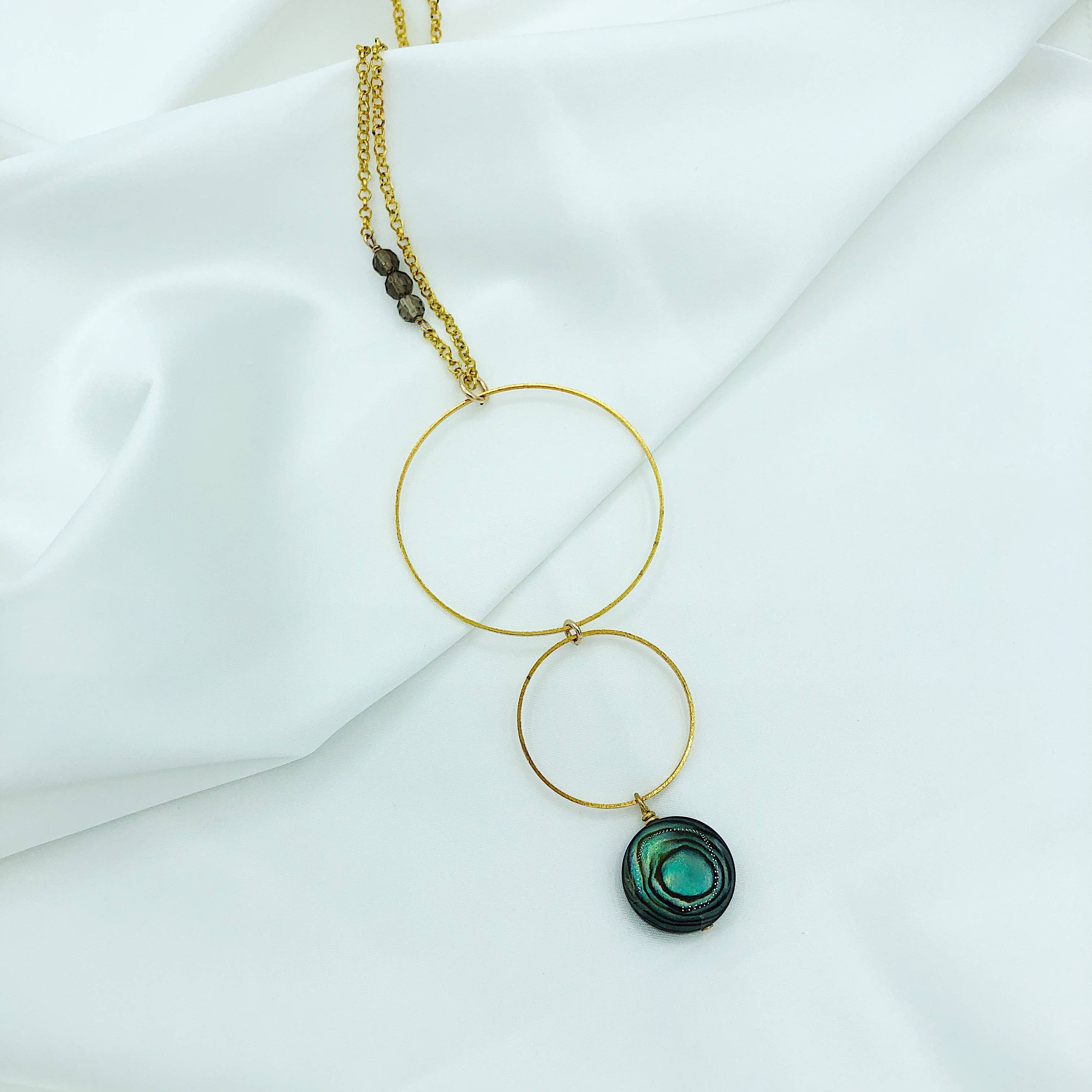 Third & Co. Studio - Wholesale Pendant/Charm Necklace - Lightweight Abalone And Brass Circles Necklace6