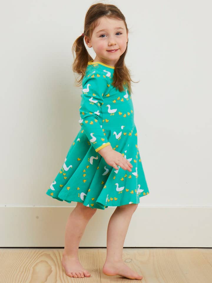 Organic Duck Print Skater Dress for wholesale by Toby Tiger