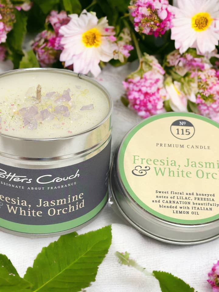 Vela de fresia, jazmín y orquídea blanca para venta al por mayor de Potters Crouch Candles