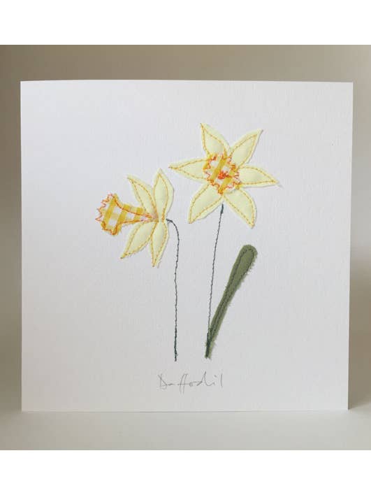 Daffodil Embroidered Notecard for wholesale by Sarah Becvar Design