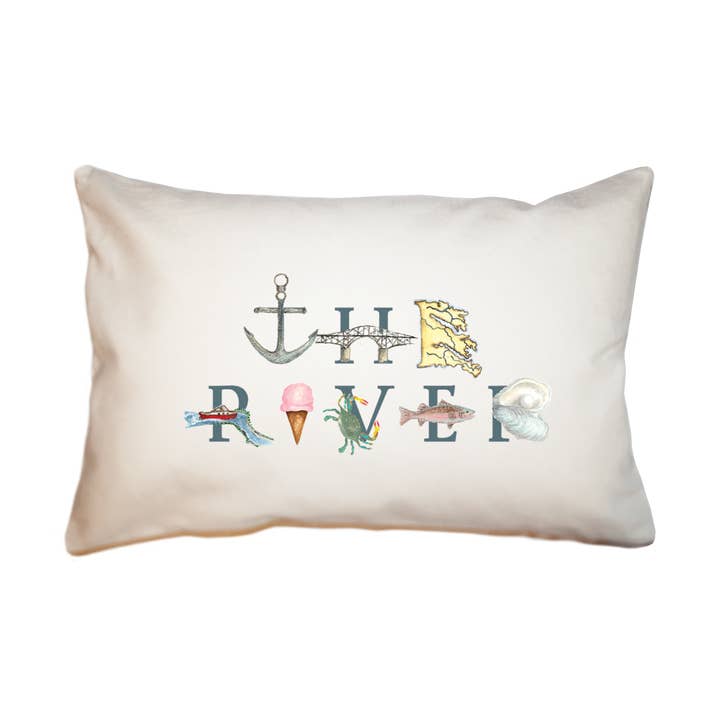 Großes rechteckiges Kissen The River für den Großhandel von Tina Labadini Designs