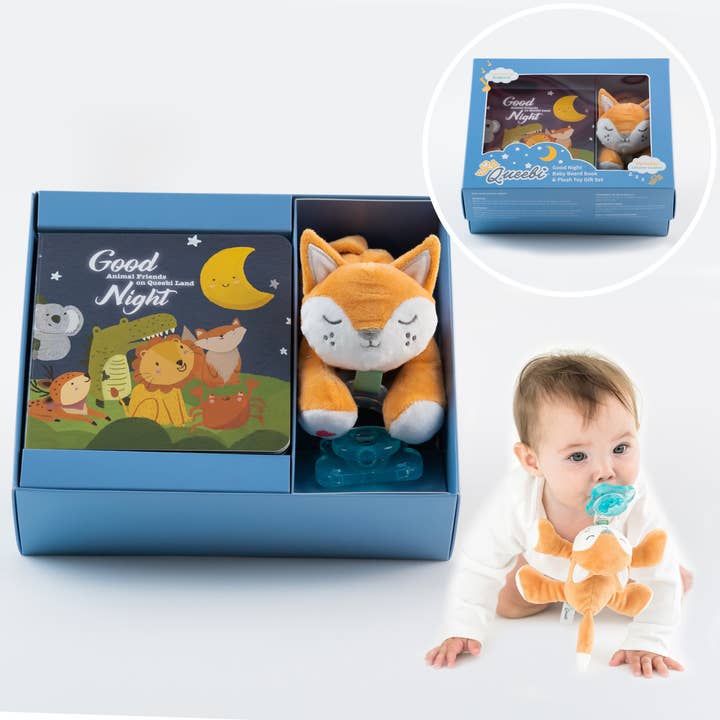 Kalianii LLC - Wholesale Pacifier - Baby - Queebi Baby Book & Fox Pacifier Holder Gift Set