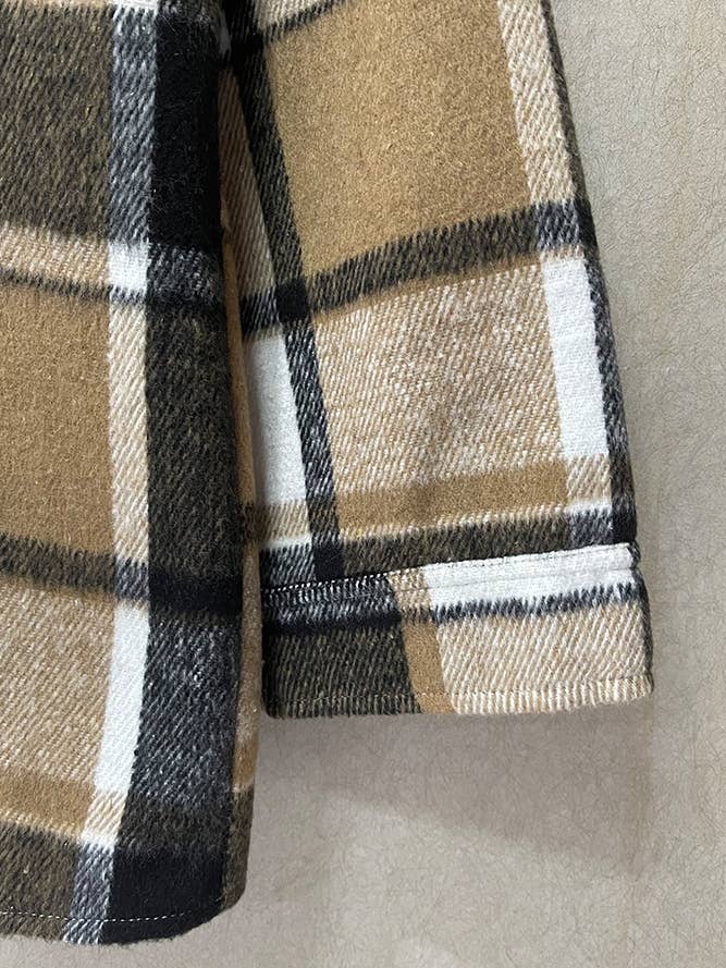 Brown Plaid Flannel Shacket Jacket Women XC1238-B2 for wholesale on Faire7