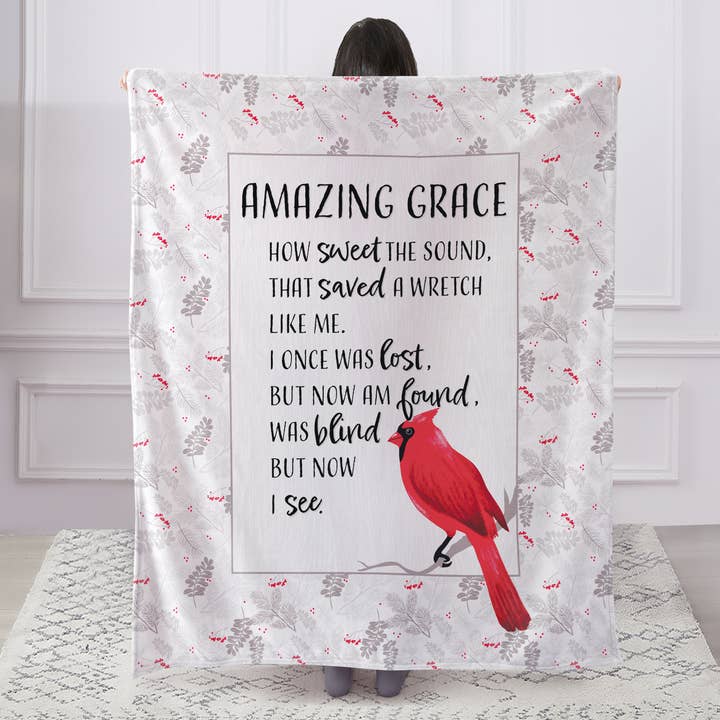 "Cardinals - Amazing Grace"  1-Ply Faux Fur Everyday Blanket for wholesale by Duke Imports