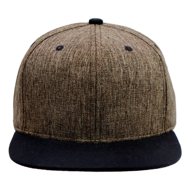 Cap Zone - Wholesale Flat Brim Cap - Unisex - Heathered Tweed Six Panel Flat Brim Snapback4