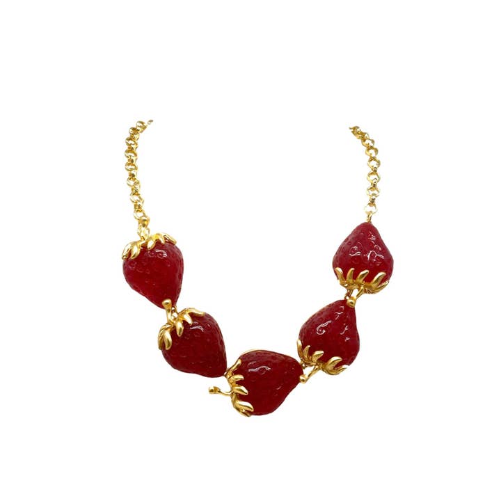 Jade & Julie - Venta al por mayor Collares con colgantes/abalorios - Fraise - collar