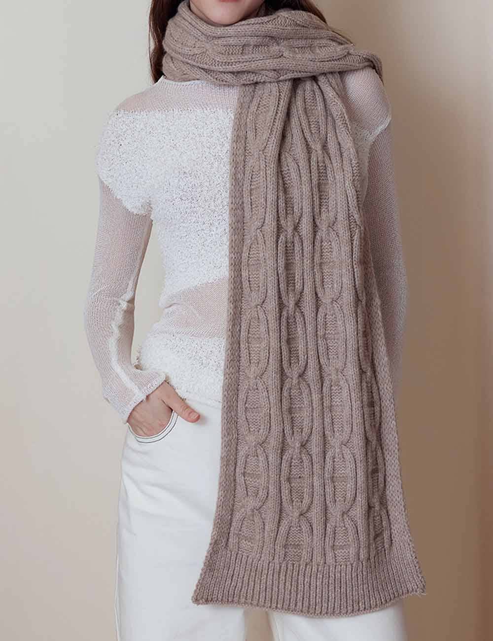 Dipped Shop - Wholesale Scarf - Women's - Vintage Chunky Cable Solid Color Knit Scarf DP25F6124