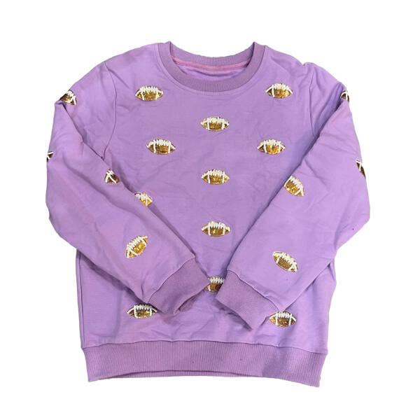 Tweenstyle by Stoopher - Glitter Football Crewneck - Lavender for wholesale by Tweenstyle By Stoopher