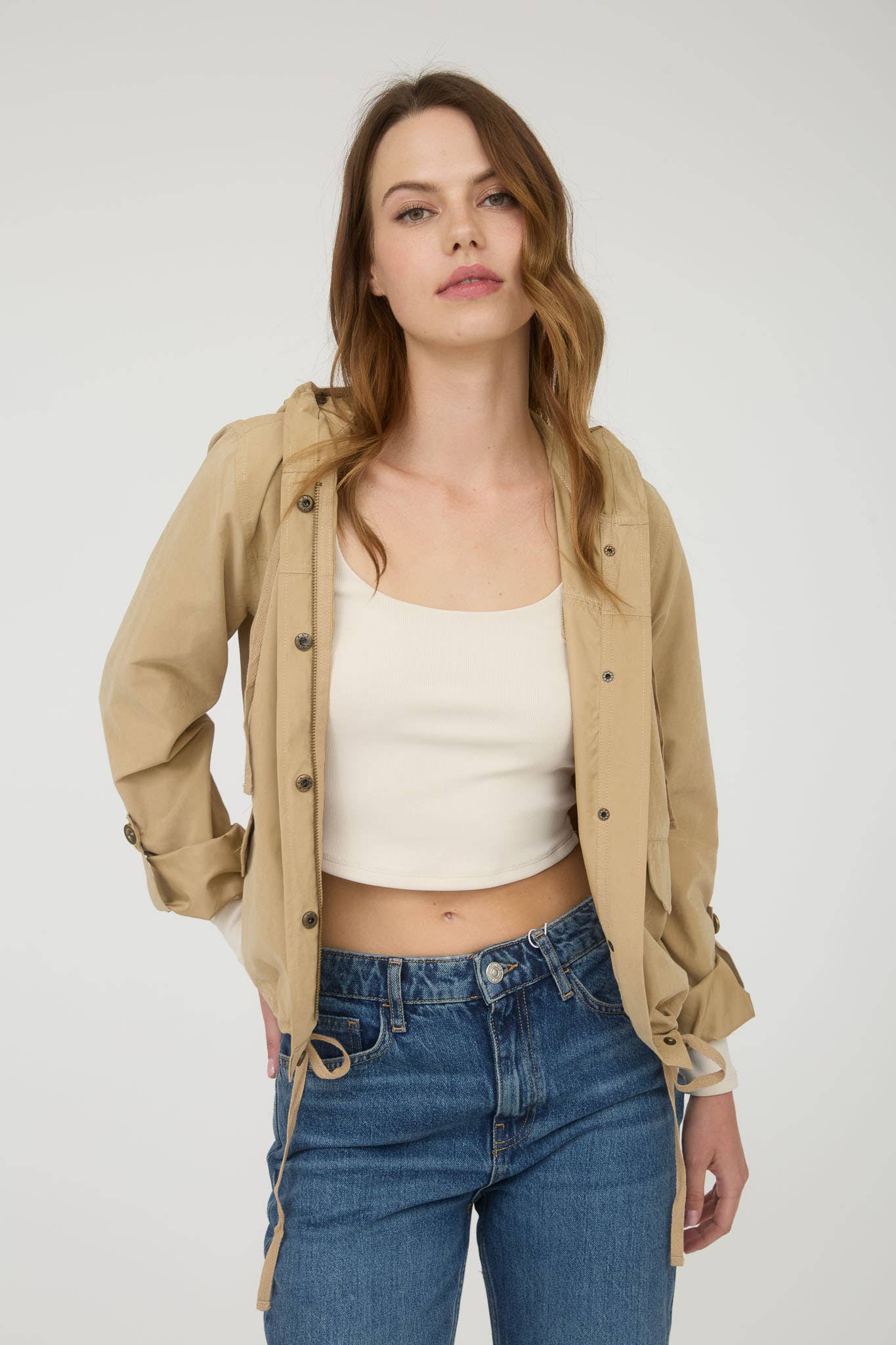 Blu Pepper - Wholesale Jacket - Women's - SNAP BUTTON ZIP UP HOODED JACKET32