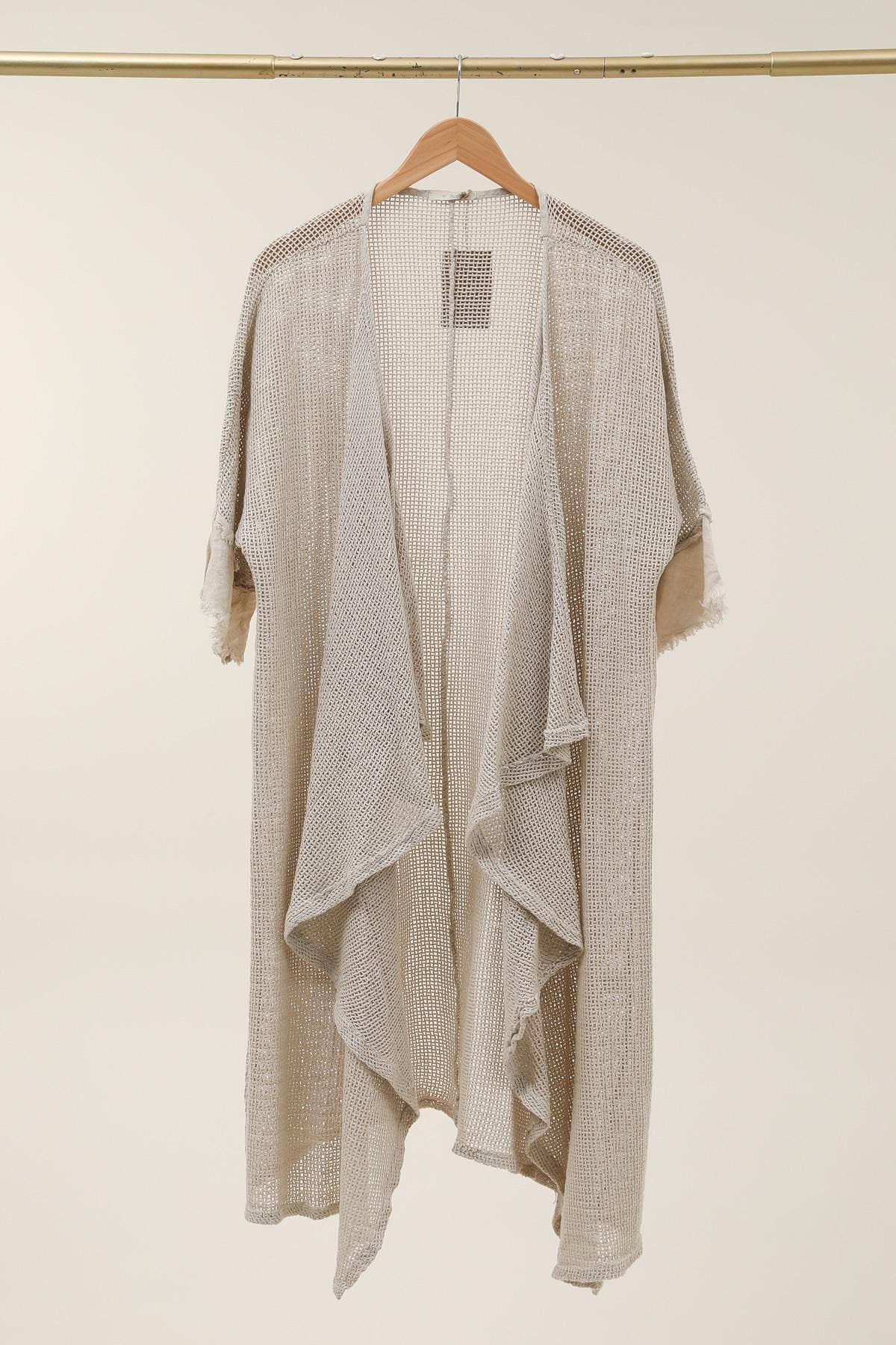 LÉA & LUC - Wholesale Vest - Dames - Opengewerkt vest van 100% katoen met 100% linnen mouwen REF. 608653