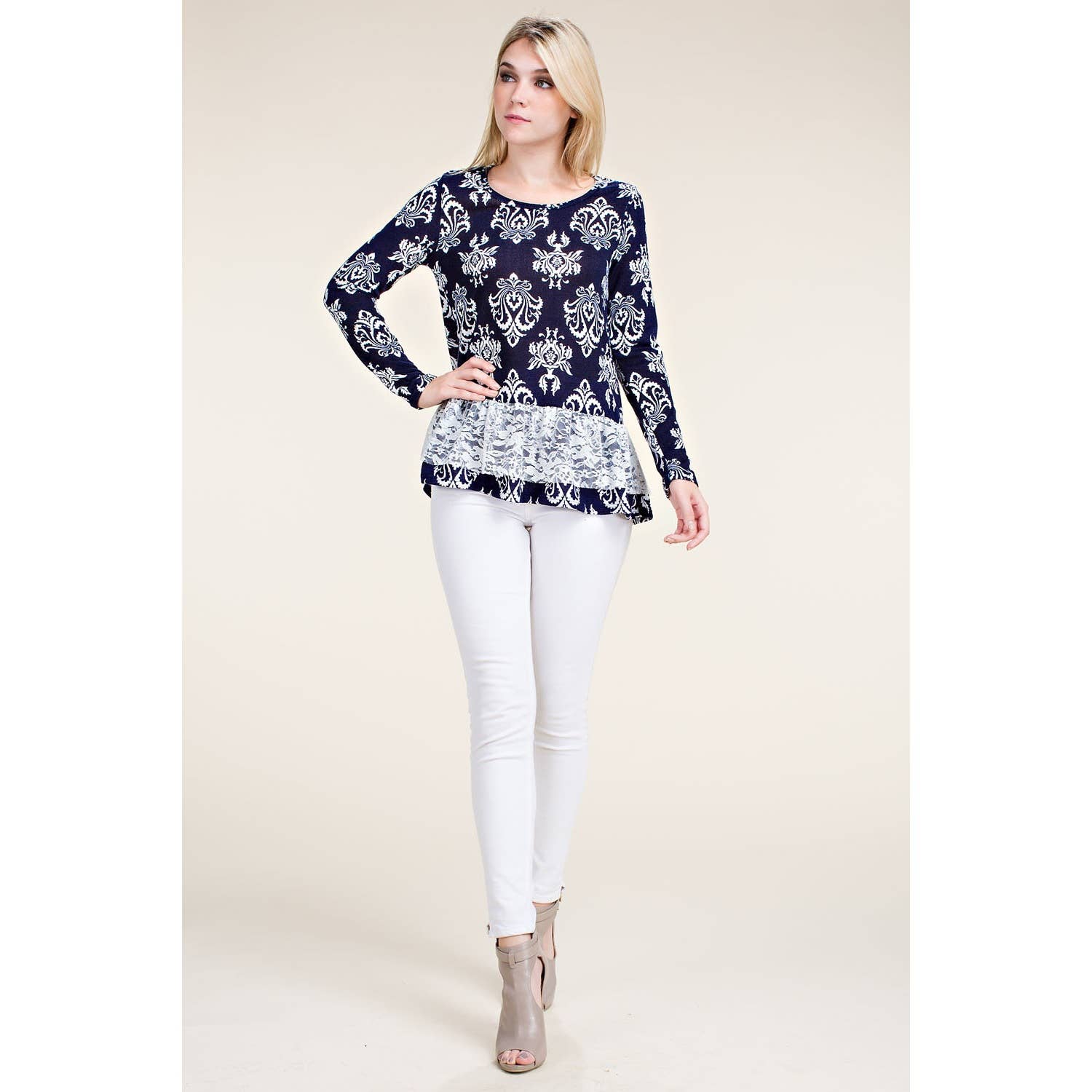 VOCAL - Wholesale Blouse - Dames - Klassieke gotische gesublimeerde print lange mouw top7