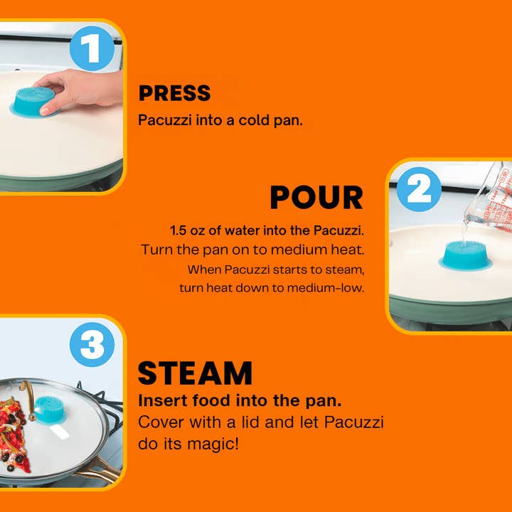 PACUZZI - Wholesale Kitchen Tool/Gadget - Pacuzzi Silicone Skillet Steamer + Bakers Mat