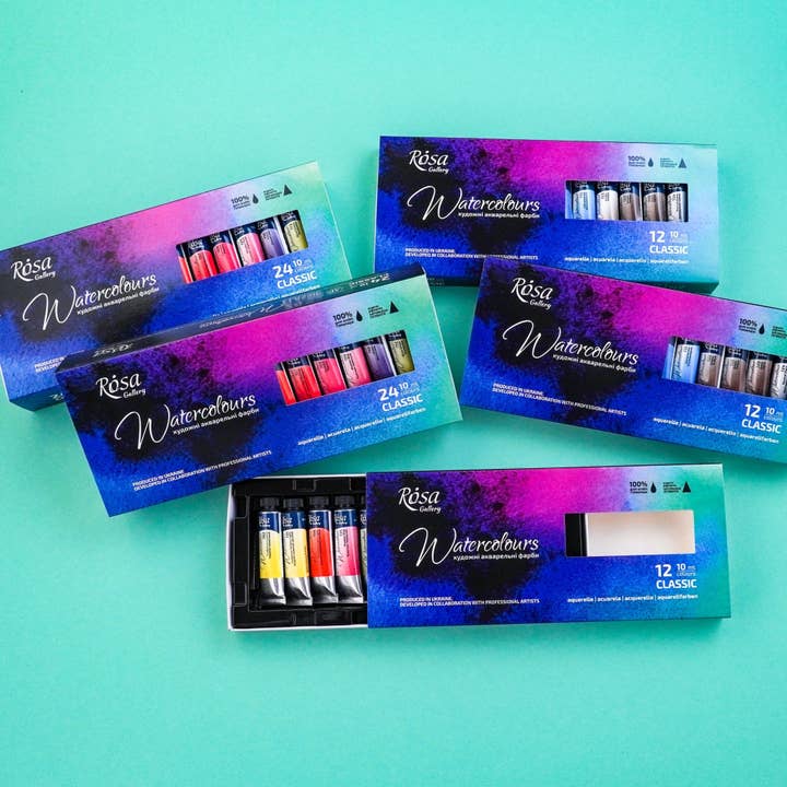Naomi's Happy Place Shop - Wholesale Watercolour paint - ROSA Gallery Artists' Watercolor Set Classic - 12x10 ml Tubes | Premium Watercolours in Cardboard Box4