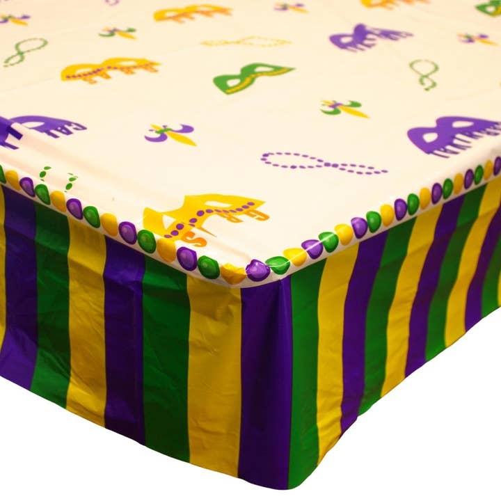 Mardi Gras Table Cloth - 51" x 86" (Each) for wholesale by Plush Appeal LLC