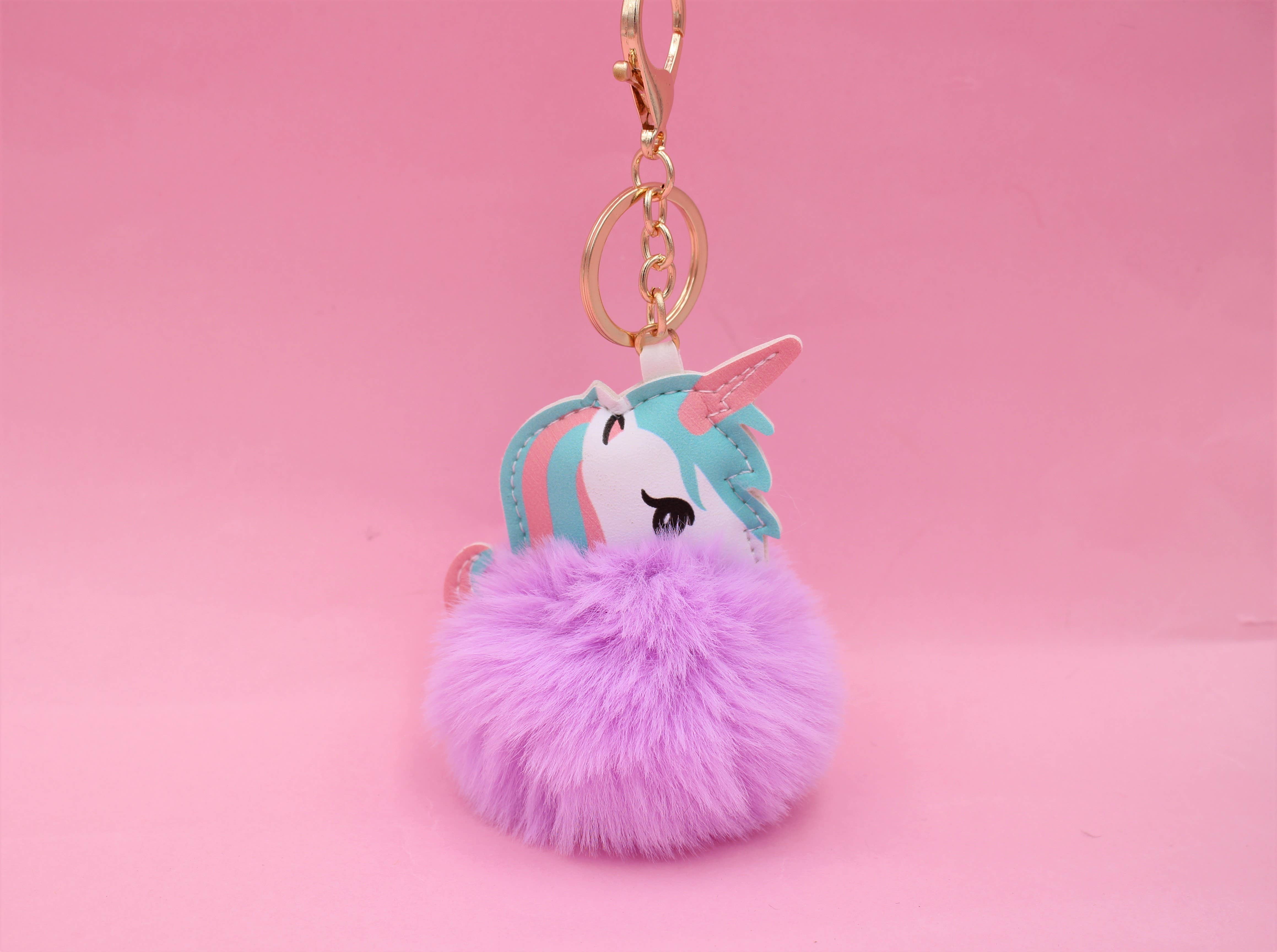 Real Sic - Wholesale Keychain - Unisex - Cute Animal Faux Fur Fluffy Fuzzy Pom Pom Keychain - Unicorn3