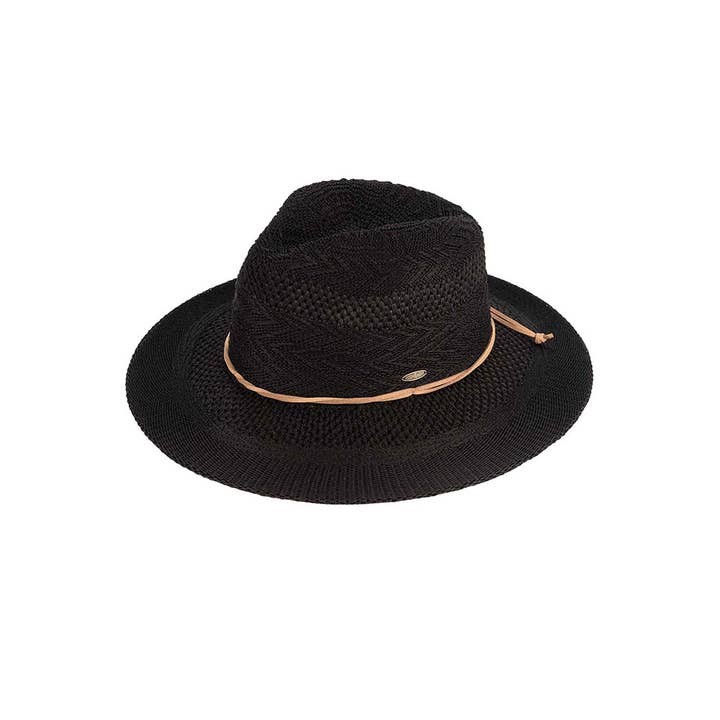 Hana - Wholesale Straw Hat - Women's - C.C Multi Pattern Suede String Band Panama Sun Hat