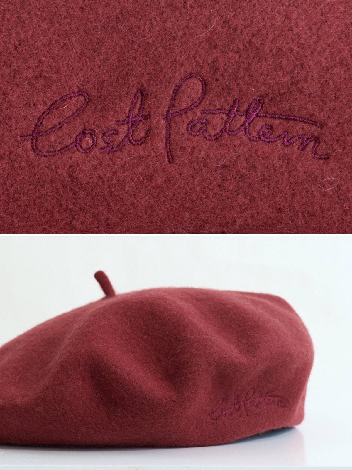 "Bon Chic" Wool Beret- Bordeaux Red for wholesale on Faire7