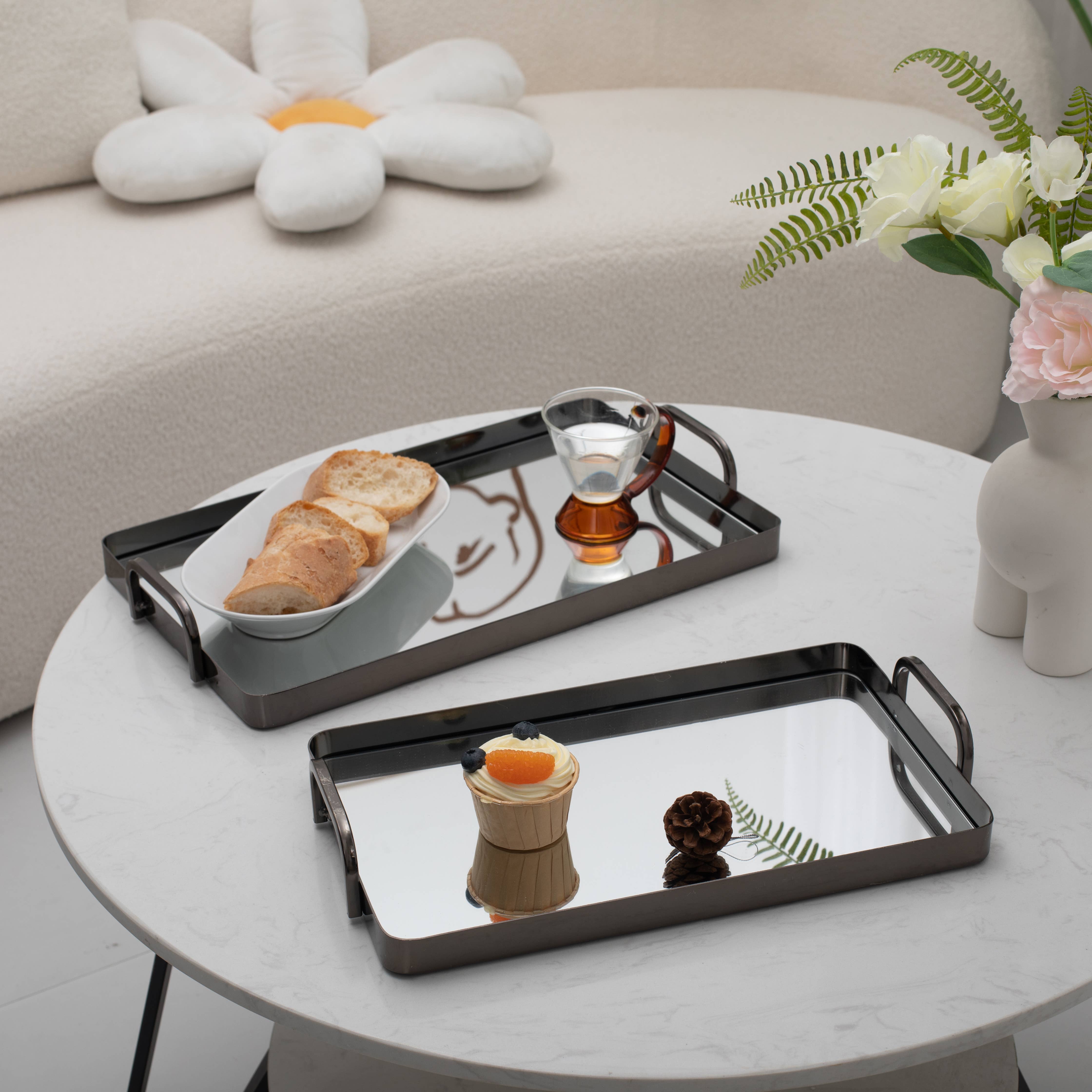 Cheungs Home Decor - Wholesale Decorative Tray - Nuvelle Set of 2 Metal Mirrored Trays22