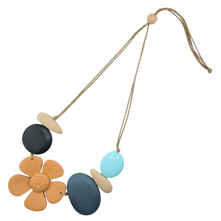 Orange Flower Necklace for wholesale by This Side Up Designs