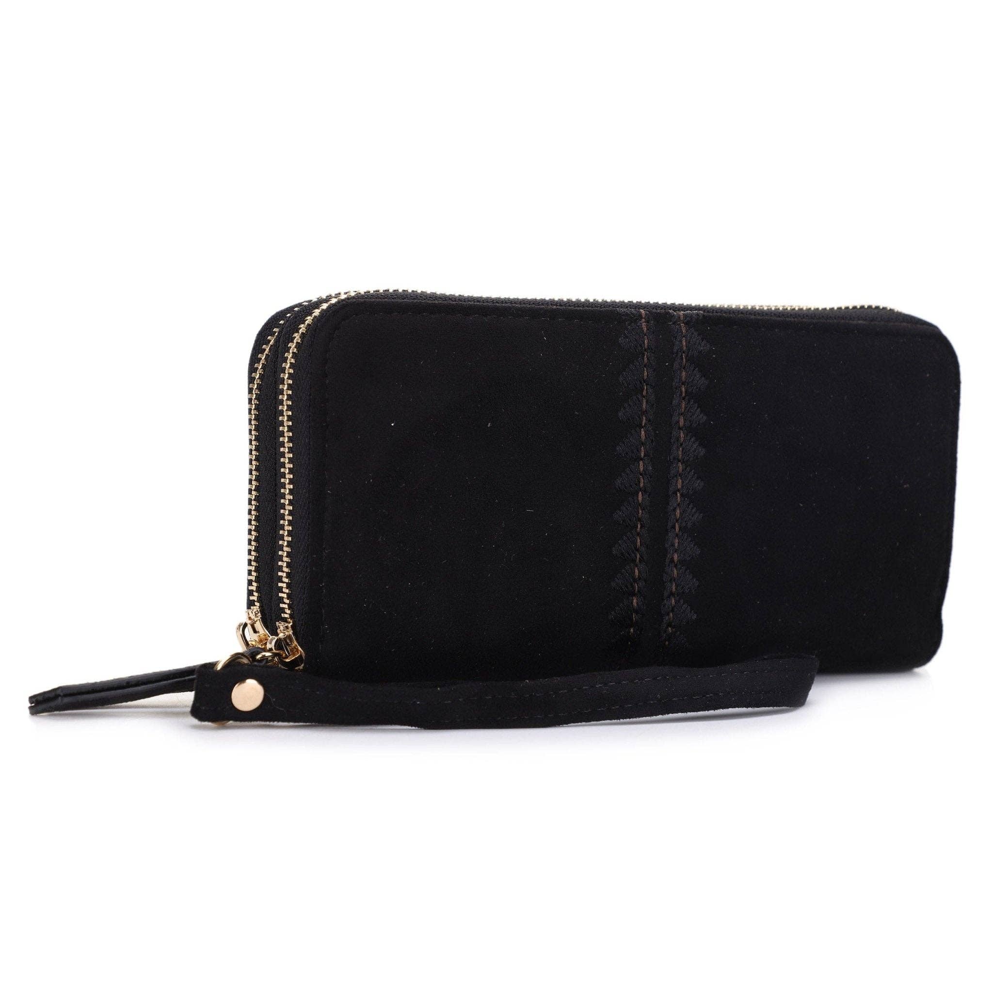 MiMi Wholesale - Wholesale Wallet - Women's - ES60164SU Sherrie Suede Double Zipper Wallet1