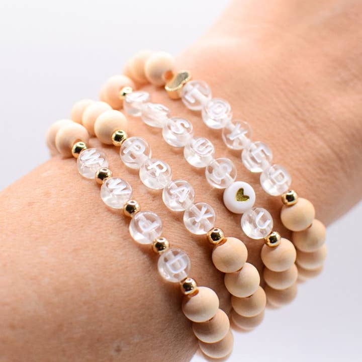 Two and Crew - Wholesale Beaded Bracelet - Jesus Loves you Pray WWJD Christian faith letter bracelets