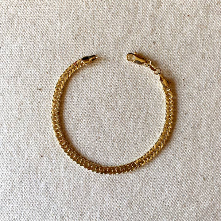 GoldFi - Wholesale Link & Chain Bracelet - 18k Gold Filled 4.0mm Curb Chain Bracelet