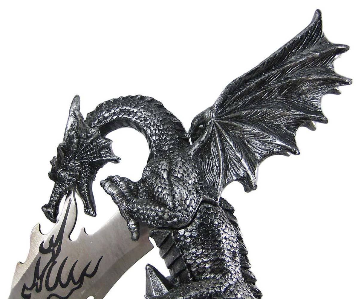 Zeckos - Wholesale Decorative Tabletop Object - Wicked Fire Dragon Fantasy Dagger and Holder2