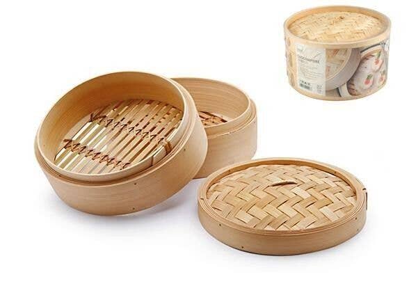 H&H - Wholesale Kitchen Tool/Gadget - Bamboo Steamer 3 Pieces 20 cm0