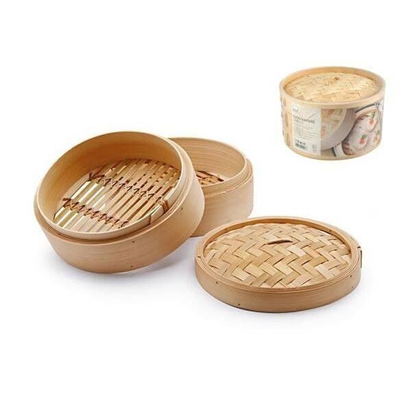 H&H - Wholesale Kitchen Tool/Gadget - Bamboo Steamer 3 Pieces 20 cm