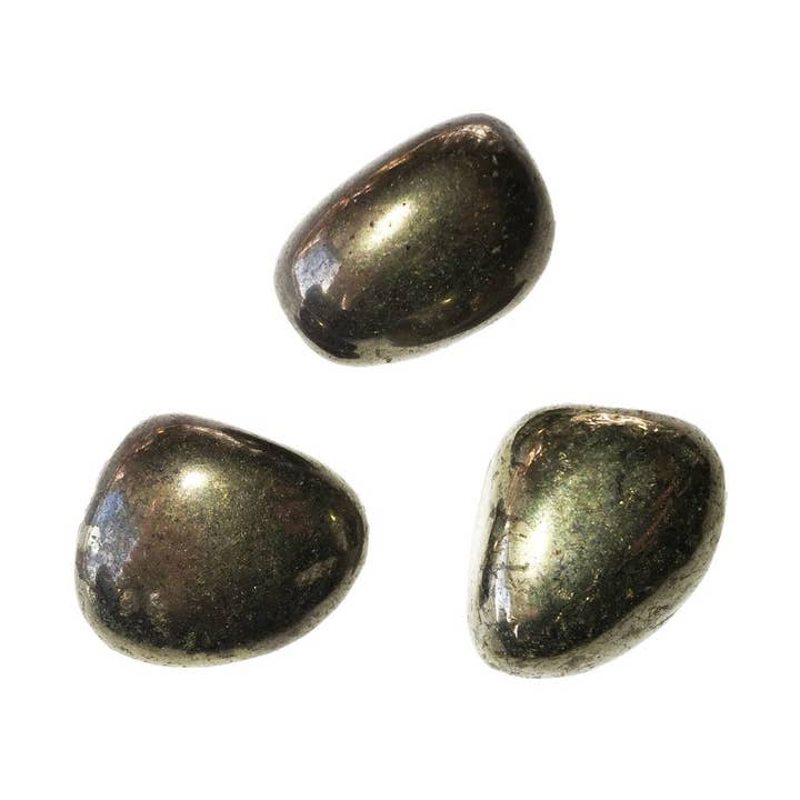 Iron Pyrite tumbled stones - 250grs for wholesale by France Mineraux